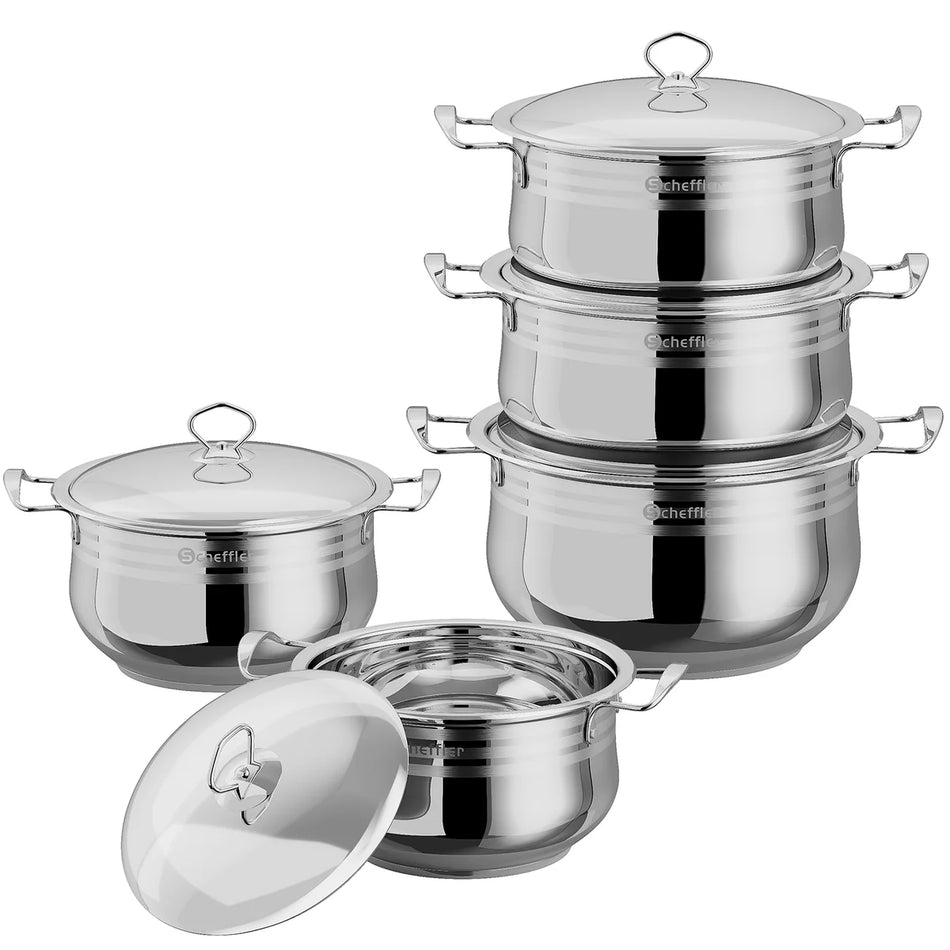 Scheffler Edelstahl Kochtopf Set Induktion 10 teilig