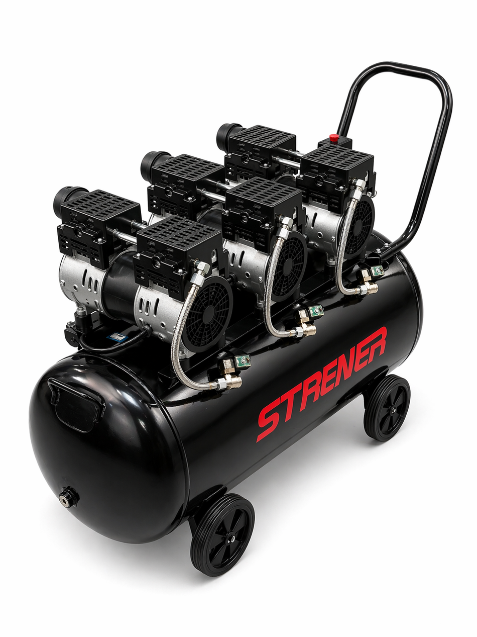 STRENER Ölfrei Flüsterkompressor 100L 3PS/8 Bar Geräuscharmer Kompressor