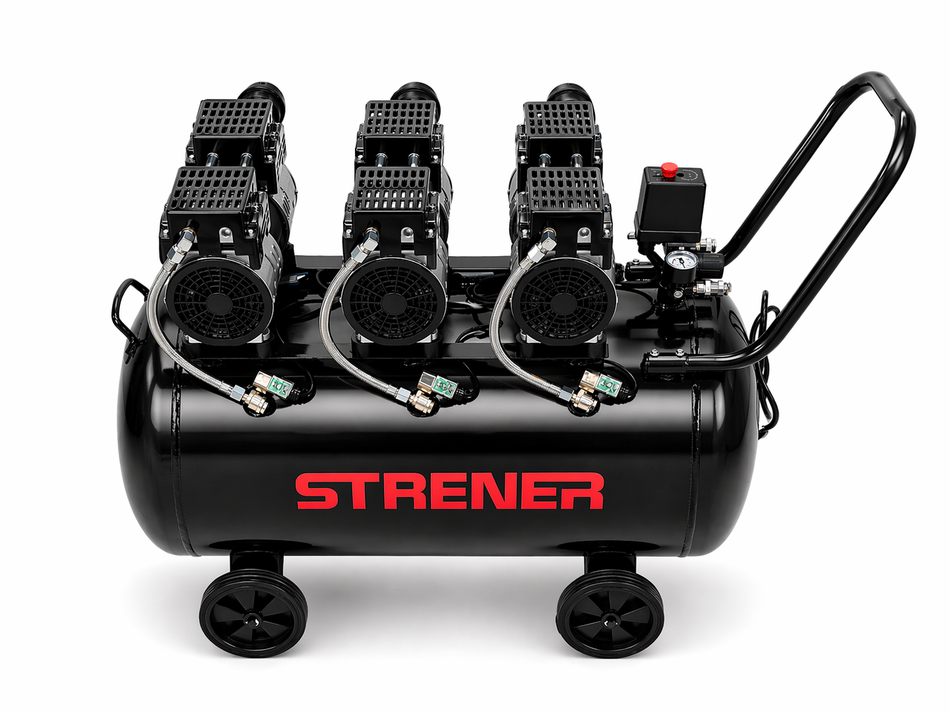 STRENER Ölfrei Flüsterkompressor 100L 3PS/8 Bar Geräuscharmer Kompressor