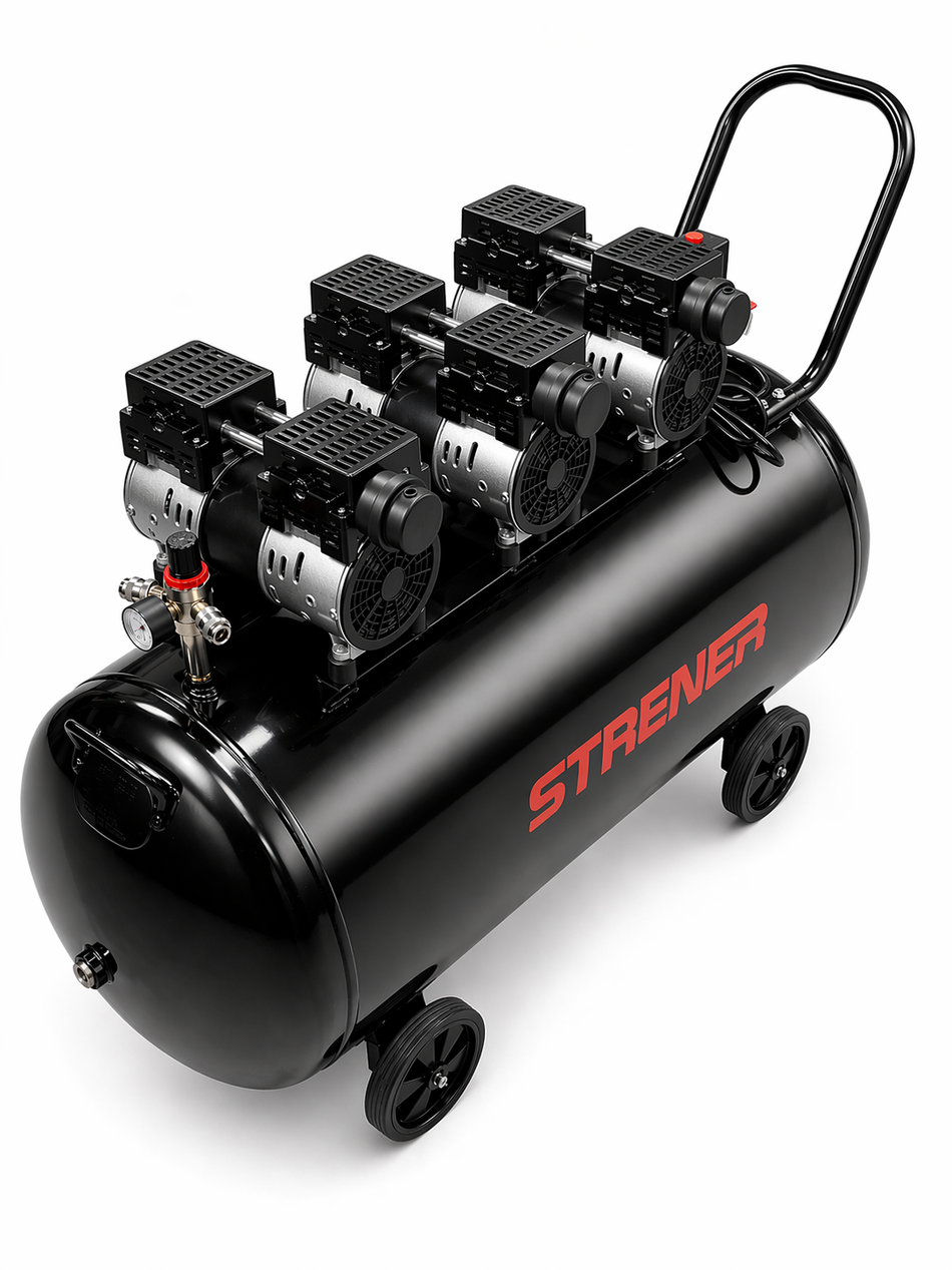 STRENER Ölfrei Flüsterkompressor 200L 3PS/8 Bar Geräuscharmer Kompressor