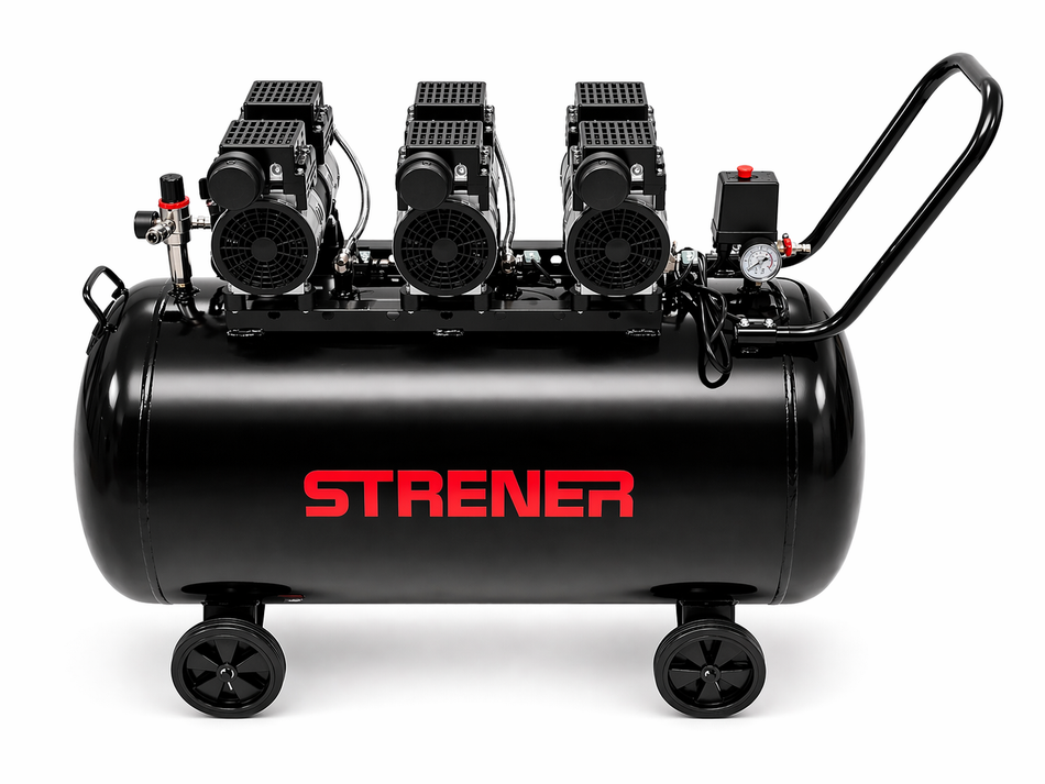 STRENER Ölfrei Flüsterkompressor 200L 3PS/8 Bar Geräuscharmer Kompressor