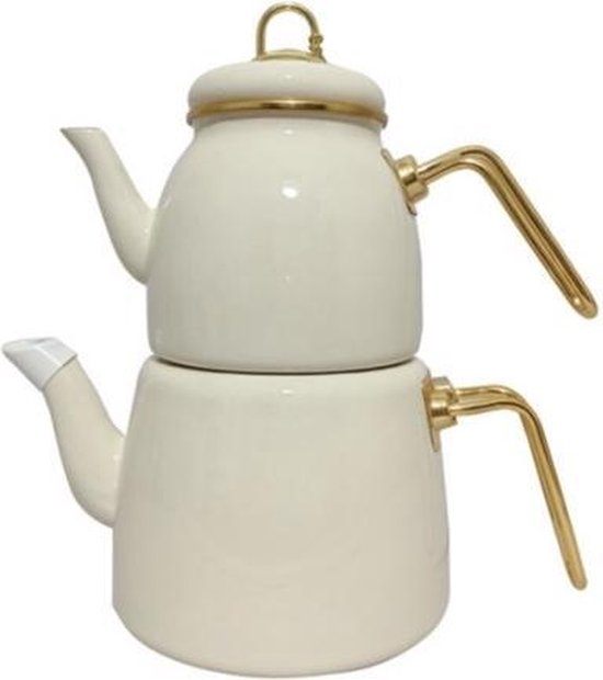 Elite Class Emaille Teekannen-Set Creme