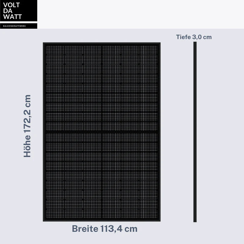 VOLTDAWATT 880 Glas-Glas bifazial + 800W Ausgangsleistung Wechselrichter mit Wlan und 5m Anschlusskabel #1