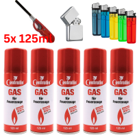 5x Feuerzeug Gas 125 ml Nachfüllgas für Feuerzeuge