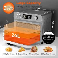 HYSapientia 24L Fritteuse Backofen mit Drehmaschine XXL Digitalknopf 1800W