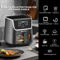 Heißluftfriteuse 5.5L XXL Airfryer Friteuse...