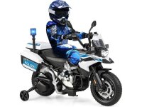 BMW Polizei Motorrad Weiss/Blau LED 2x Koffern 2x45W Motoren Sirene 12V7A Akku