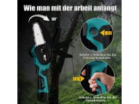 Mini Kettensäge 4" Zoll mit 2x Akku Akkusäge Motorsäge Handsäge