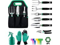 Gartenwerkzeug-Set – Gartengeräte mit Gartenhandschuhen und Gartenhandtasche 11 tlg.